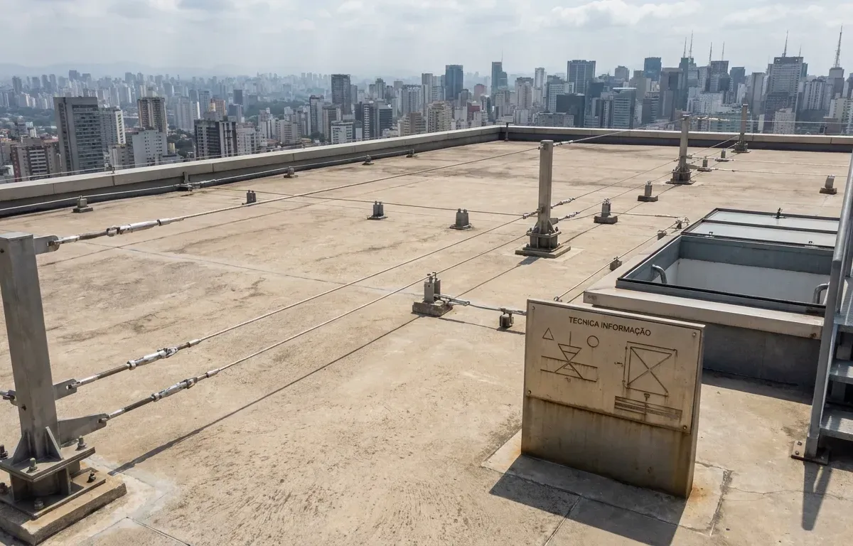 Linha de Vida Horizontal — execução técnica em campo