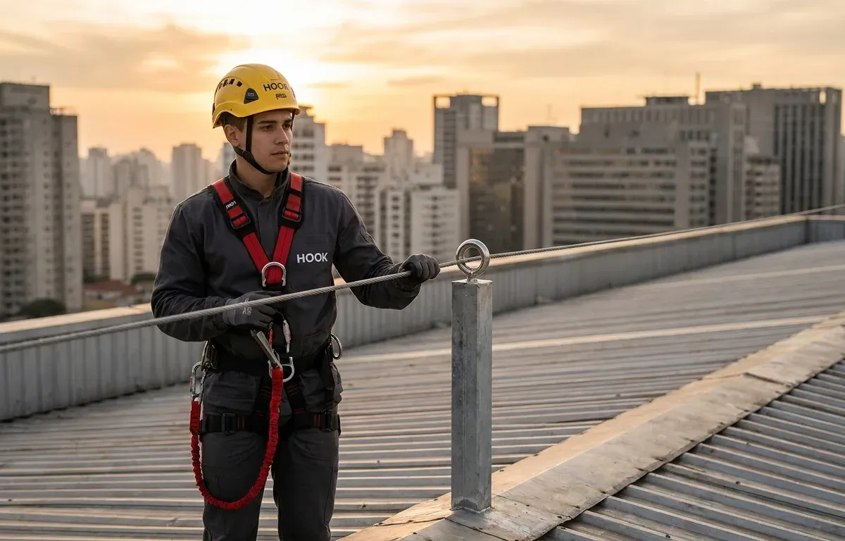 Piralete para Linha de Vida — Suporte Vertical em Aço com Olhal INOX 316 — vistoria técnica em edificação
